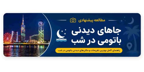 جاهای دیدنی باتومی در شب؛ نمای زیبای بلوار باتومی، چرخ‌وفلک و آسمان‌خراش‌های نورانی ساحل دریای سیاه