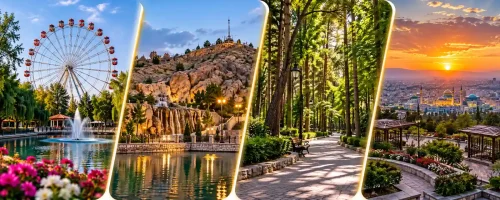 تصویر چهار پارک تفریحی ارزان مشهد شامل پارک ملت، کوهسنگی، وکیلآباد و پارک خورشید