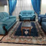 لابی هتل آبشار مشهد با مبلمان آبی و فضای پذیرش